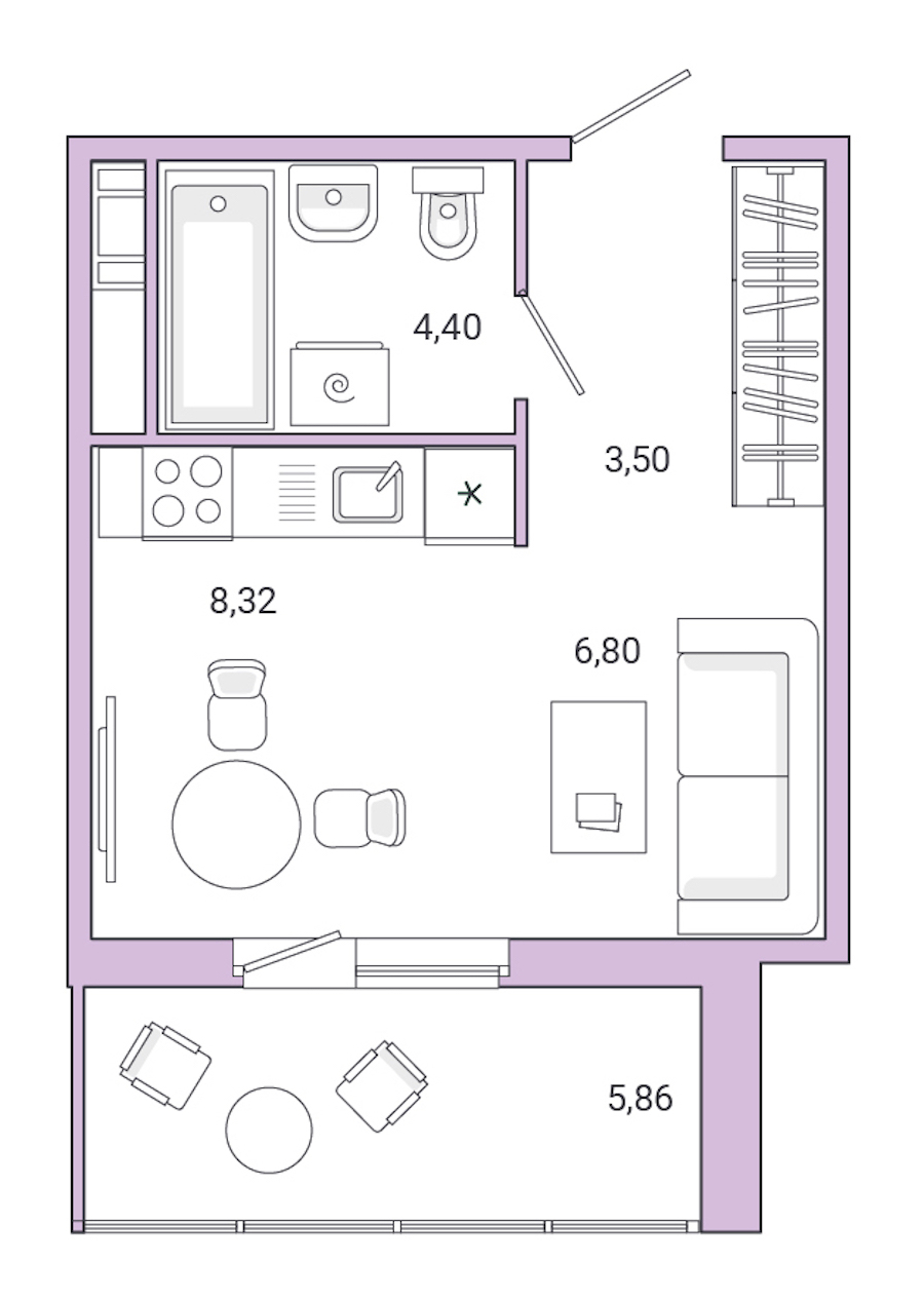 Квартира студия 28.88 м², 11/11 эт., ЖК «Jaanila Drive»